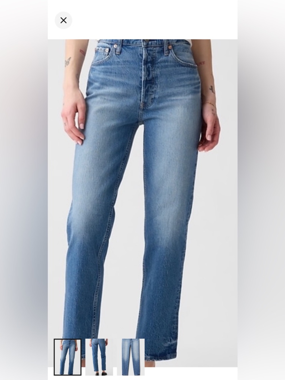 GAP Cheeky Straight High Rise Jeans - Light Blue Denim
